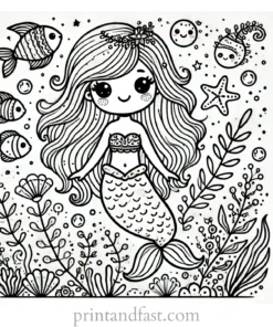 mermaid coloring page mystical