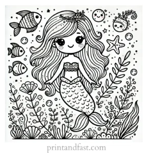 mermaid coloring page mystical