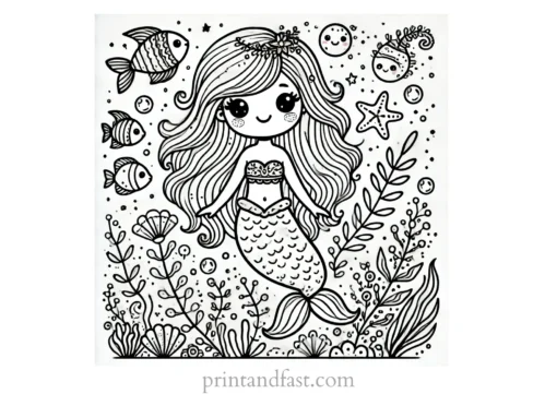 mermaid coloring page mystical