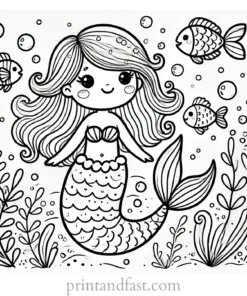 mermaid coloring page ocean