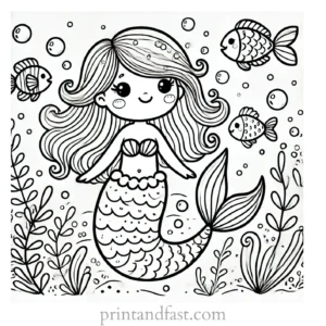 mermaid coloring page ocean