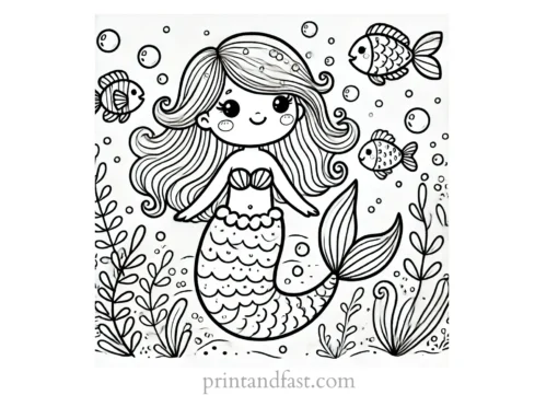 mermaid coloring page ocean