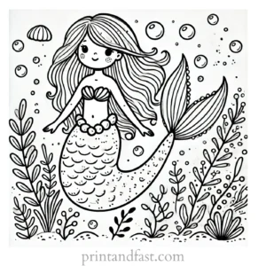 mermaid coloring page printable