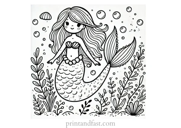 mermaid coloring page printable