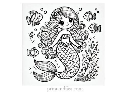 mermaid coloring page realistic