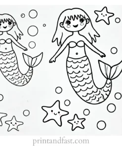 mermaid coloring page simple