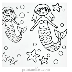 mermaid coloring page simple