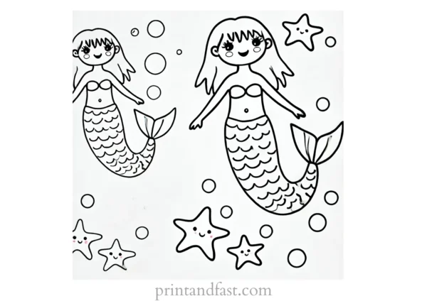 mermaid coloring page simple