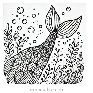 mermaid coloring page tail