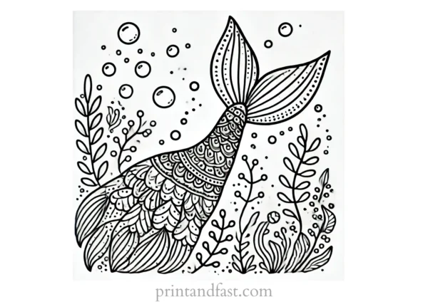 mermaid coloring page tail