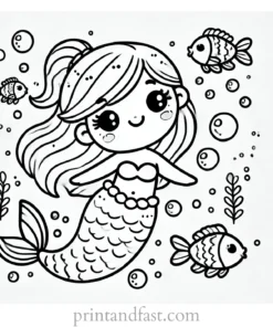 mermaid coloring page underwater