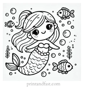 mermaid coloring page underwater