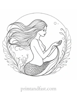 mermaid ocean coloring page