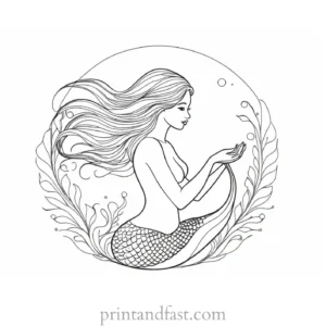 mermaid ocean coloring page