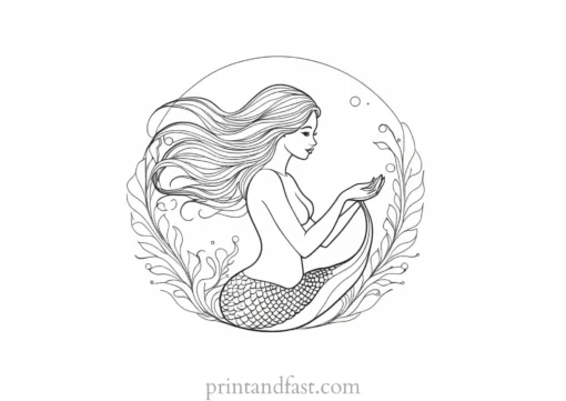 mermaid ocean coloring page