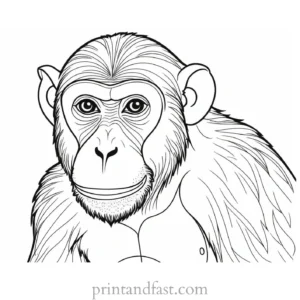 monkey Coloring Page Advanced