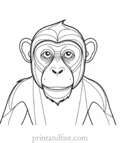 monkey Coloring Page Cartoon