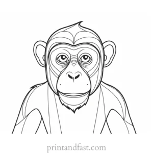 monkey Coloring Page Cartoon