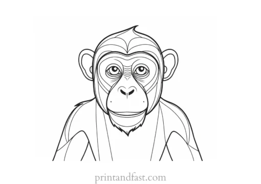 monkey Coloring Page Cartoon