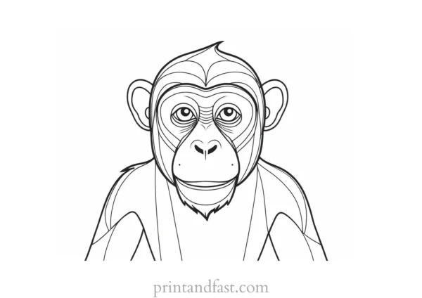 monkey Coloring Page Cartoon