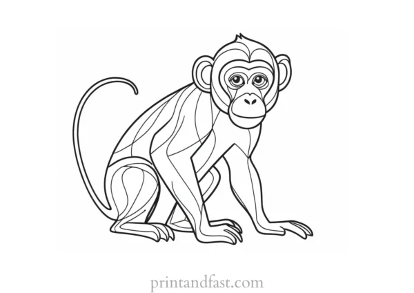 monkey Coloring Page Challenging