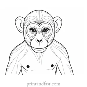 monkey Coloring Page Cute