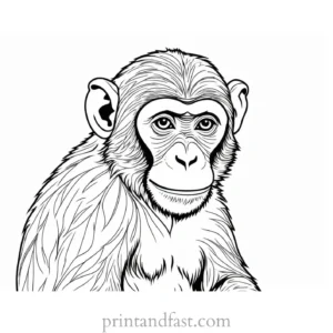 monkey Coloring Page Detailed