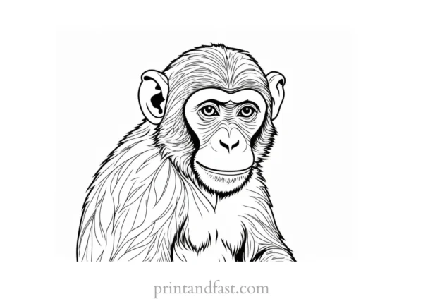 monkey Coloring Page Detailed