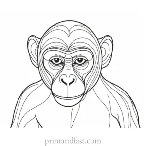 monkey Coloring Page Easy