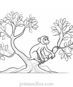 monkey Coloring Page Tree