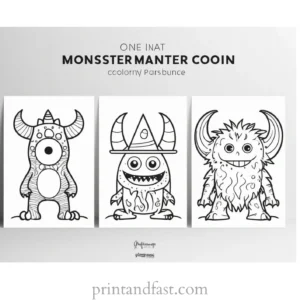 monster coloring page bundle