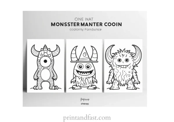 monster coloring page bundle