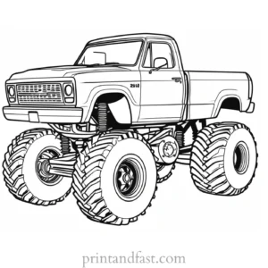 monster truck coloring page activity