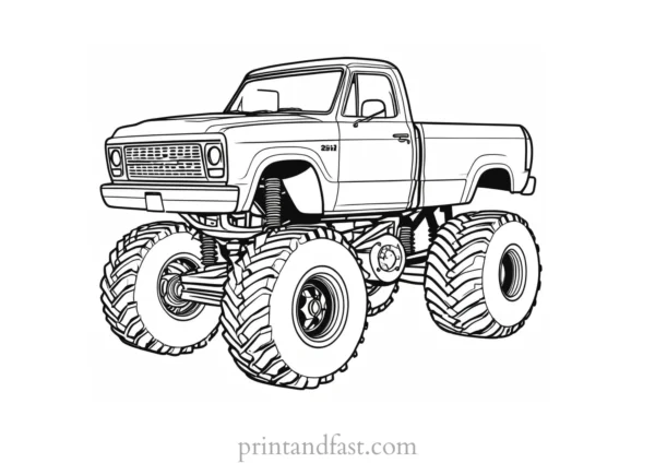 monster truck coloring page activity