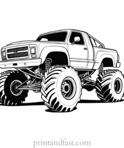 monster truck coloring page black and white