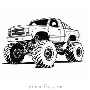 monster truck coloring page black and white