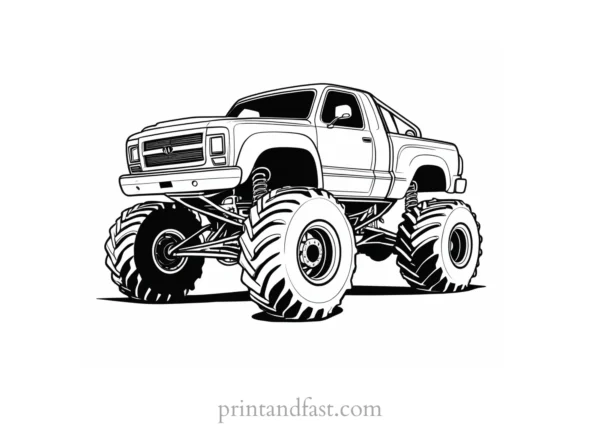 monster truck coloring page black and white