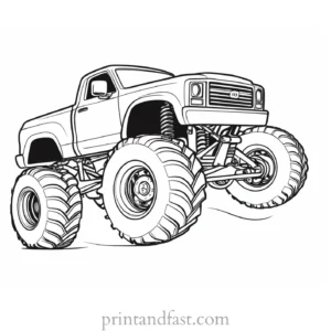 monster truck coloring page cartoon