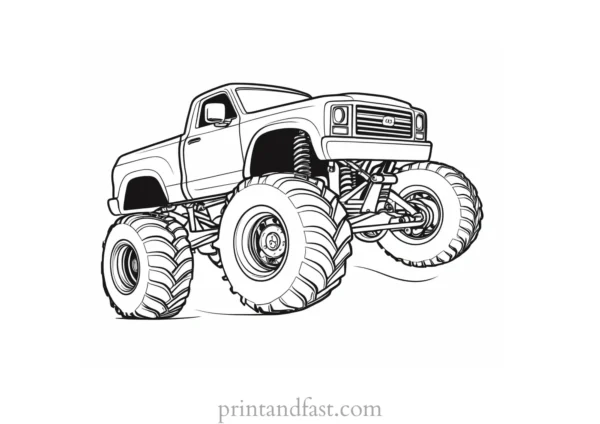 monster truck coloring page cartoon