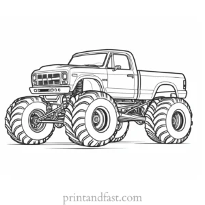 monster truck coloring page design