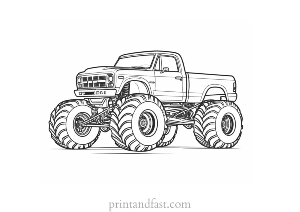 monster truck coloring page design