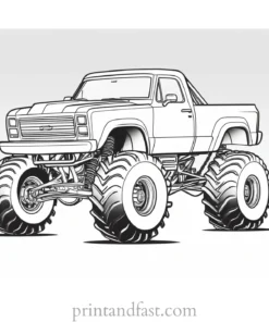 monster truck coloring page detailed