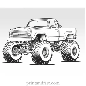 monster truck coloring page detailed