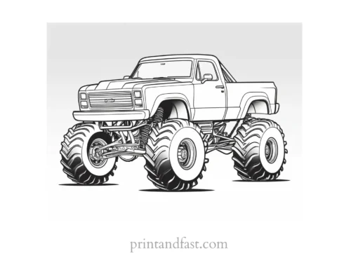 monster truck coloring page detailed