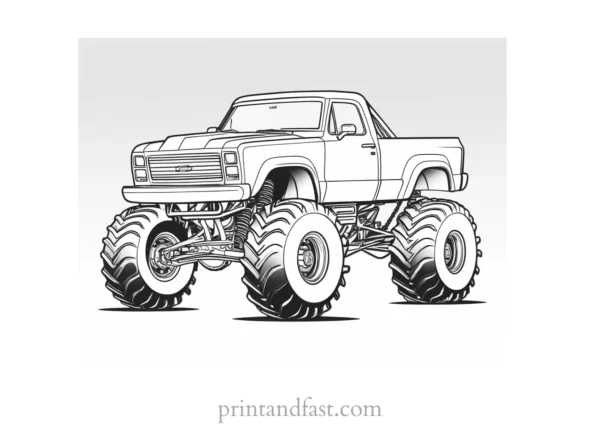 monster truck coloring page detailed