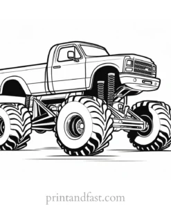 monster truck coloring page digital