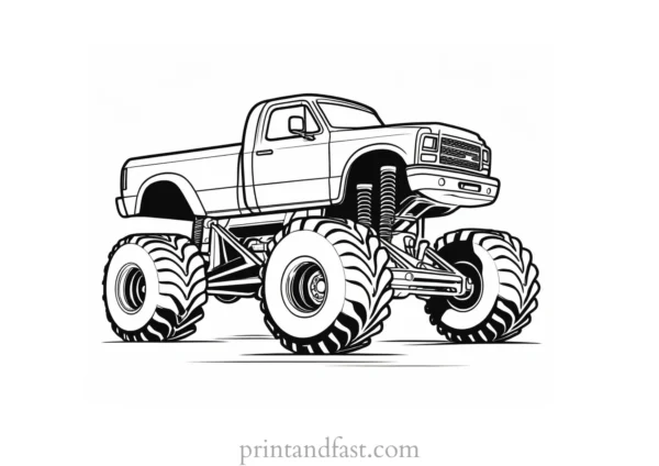 monster truck coloring page digital