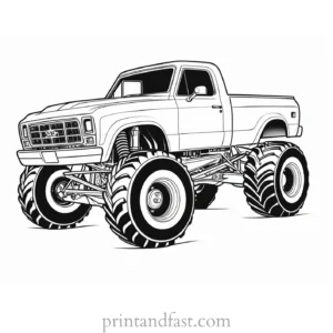 monster truck coloring page drawing