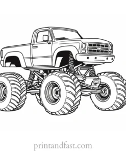 monster truck coloring page easy