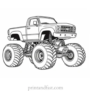 monster truck coloring page easy